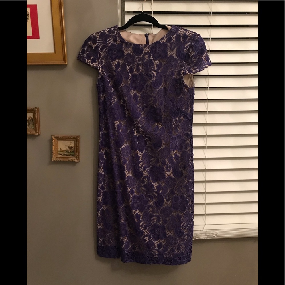 Purple lace cap sleeve dress size 4